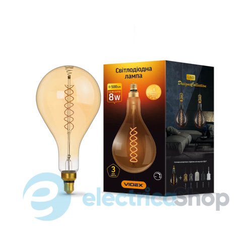 Светодиодная лампа VIDEX Filament PS160FASD 8W E27 2200K диммерная, бронза (26226) VL-PS160FASD-08272