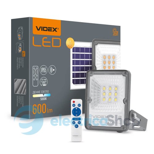 LED прожектор автономный VIDEX 600Lm 5000K сенсорный