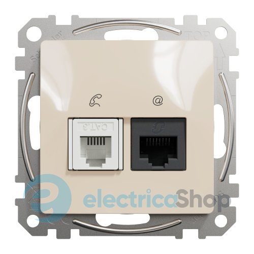 Розетка телекоммуникационная RJ45+RJ11 6UTP SE Sedna Design SDD112468 бежевый