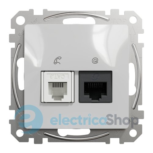 Розетка телекоммуникационная RJ45+RJ11 6UTP SE Sedna Design SDD113468 алюминий