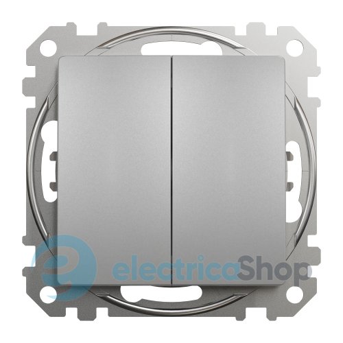 Кнопочный 2-кл выключатель 10A SE Sedna Design SDD113118 алюминий