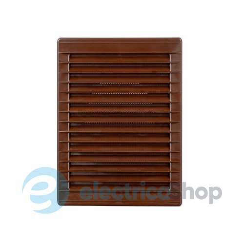 Решетка прямоугольная вентиляционная с сеткой от насекомых AirRoxy AKUzSs 140x210, коричневая 02-341