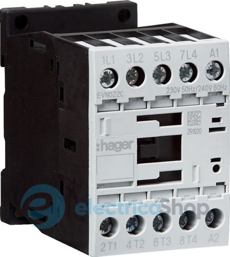 Контактор корпусний 4P, 230В-АС, 22А AC-1, Hager EVN022C