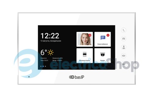 IP Видеодомофон AQ-07LA WHITE Bas IP, 1024×600 TFT LCD, 7 дюймов, белый