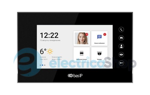 IP Видеодомофон AQ-07LA BLACK Bas IP, 1024×600 TFT LCD, 7 дюймов, черный