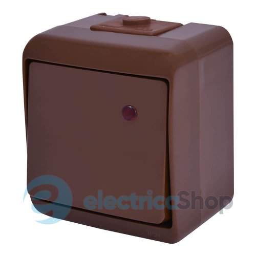 Вимикач 1-кл із підсвічуванням VHE-1L-KR (коричневий, IP54) ETI Hermetics 4668046