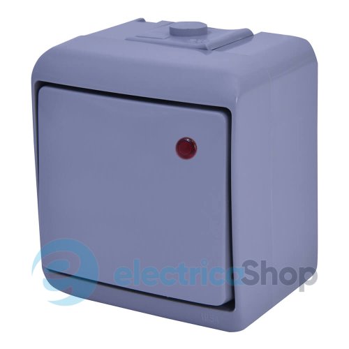 Вимикач 1-кл із підсвічуванням VHE-1L-SR (сірий, IP54) ETI Hermetics 4668066