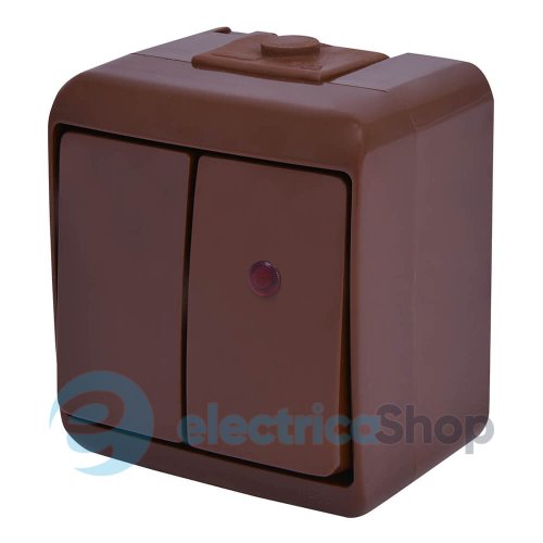 Выключатель 2-кл с подсветкой VHE-2L-KR (коричневый, IP54) ETI Hermetics 4668047