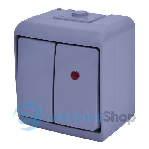 Выключатель 2-кл с подсветкой VHE-2L-SR (серый, IP54) ETI Hermetics 4668067