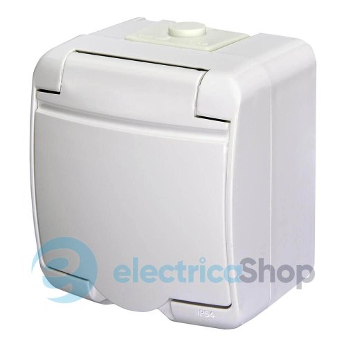 Розетка 1-а з з/к Schuko RHE-1s (біла/біла кришка, IP54) ETI Hermetics 4668015