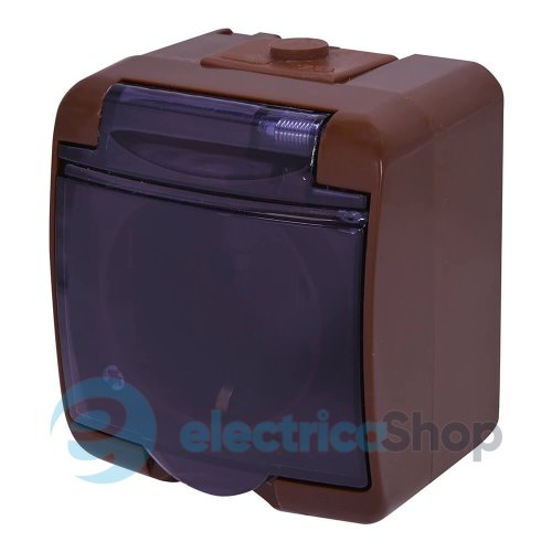 Розетка 1-а з з/к Schuko RHE-1sd-KR (коричн./прозора кришка, IP54) ETI Hermetics 4668051