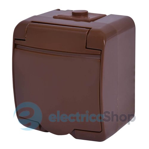 Розетка 1-а с з/к Schuko RHE-1s-KR (коричнев./коричнев. крышка, IP54) ETI Hermetics 4668050