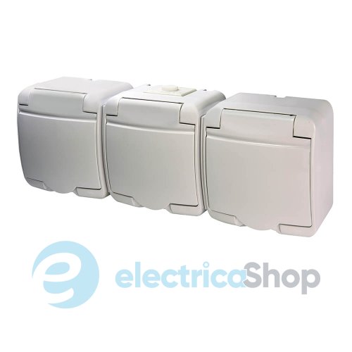 Розетка 3-я с з/к Schuko RHE-3s (белая/белая крышка, IP54) ETI Hermetics 4668023