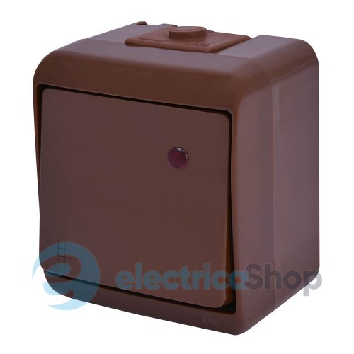 Выключатель "перекрестный" с подсветкой VHE-6L-KR (коричневый, IP54) ETI Hermetics 4668049