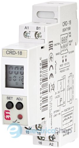 Багатофункціональне цифрове реле часу CRD-18 (24-240V AC/DC, 1x8A_AC1) ETI 2471558