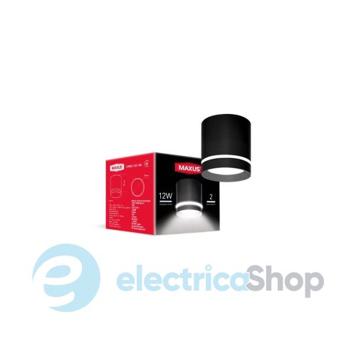 Точечный накладной светильник MAXUS Surface Downlight 12W 4100K Black (1-MSD-1241-BL)
