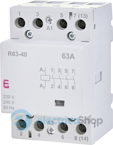 Контактор 4НО, 63А, 230V AC,R 63-40 ETI 2463450, тихий режим