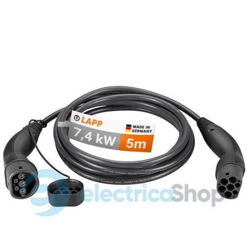 Зарядний кабель до 7,4 кВт, 5 м, 32 А, 1 фаза (Type 2-Type 2) LAPP MOBILITY 5555934002 чорний