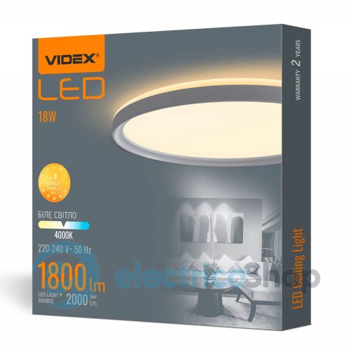 LED светильник с декоративной подсветкой круглый VIDEX DL3R 18W 4000K белый