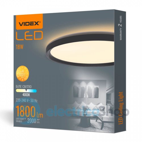 LED светильник с декоративной подсветкой круглый VIDEX DL3R 18W 4000K черный