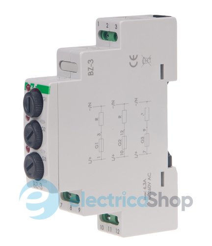 Блок запобіжників BZ-3 F&F 250 V AC/DC (6,3А), 3×LED