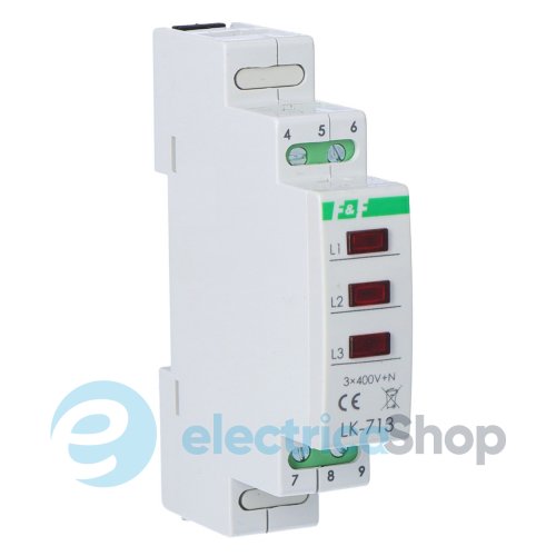 Индикатор питания LK-713R, 3xLED красный, 3x230В N, 1 модуль F&F
