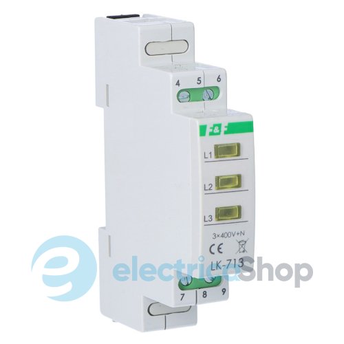 Індикатор живлення LK-713Y, 3xLED жовтий, 3x230В N, 1 модуль F&F