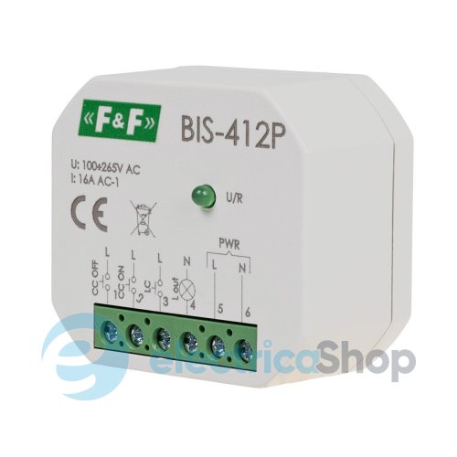 Бістабільне реле групове BIS-412P, 1xNO/NC 16А/230V F&F