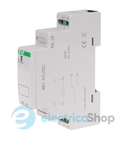 Електромагнітне реле PK-1P-48V 1xNO/NC 16А/48V AC/DC DIN F&F