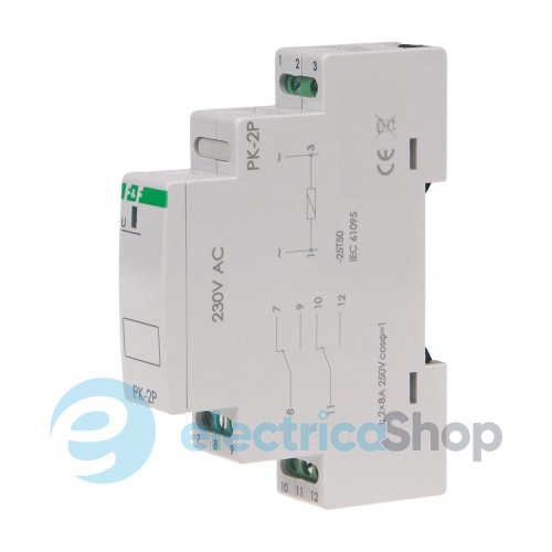 Электромагнитное реле PK-2P-230V 2xNO/NC 16А/230V AC DIN F&F