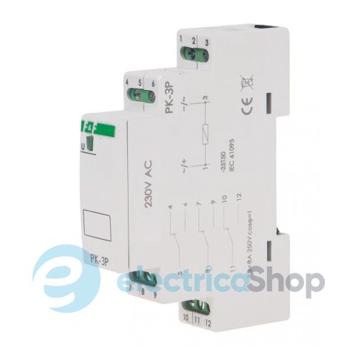 Електромагнітне реле PK-3P-230V 3xNO/NC 8А/230V AC DIN F&F
