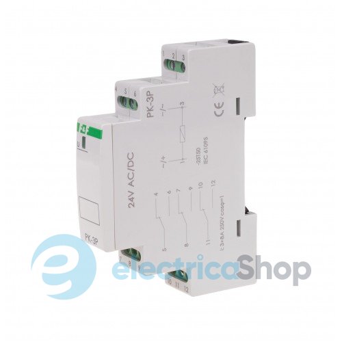 Електромагнітне реле PK-3P-24V 3xNO/NC 16А/24V AC/DC DIN F&F