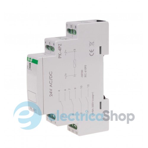 Электромагнитное реле PK-4PZ-110V 2xNO/NC+2NO 16А/110V AC/DC DIN F&F