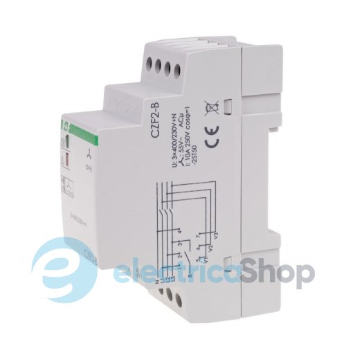 Реле пропадания фаз F&F CZF2-B, контроль контактов, 1NO 10А 3x400V/230V~+N, 2LED