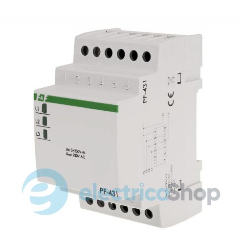 Автоматический переключатель фаз PF-431 , F&F DIN 16А 3x400/230V/AC + N с приоритетной фазой L1