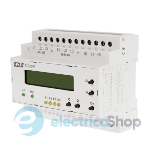 Контроллер АВР F&F SZR-279 3P+N 3ПК+1НО 50-350V AC 8А (AC-1) для ввода резервного питания