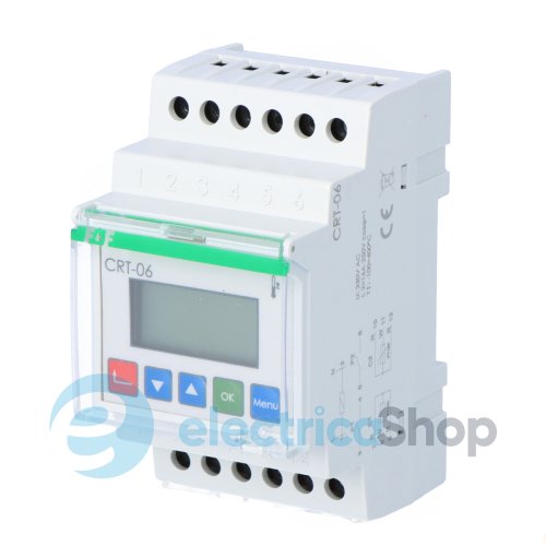 Регулятор температуры CRT-06 F&F DIN 2НО 16А 230V/AC от -100°С до +400°С, двухканальный, без датчика