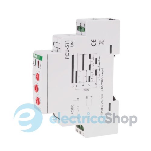 Реле часу PCU-511UNI F&F, багатофункціональне, 1ПК 10А 12÷264V AC/DC DIN