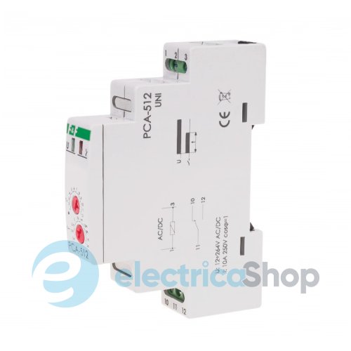 Реле часу PCA-512UNI F&F, затримка відключення, 1ПК 10А 12÷264V AC/DC DIN