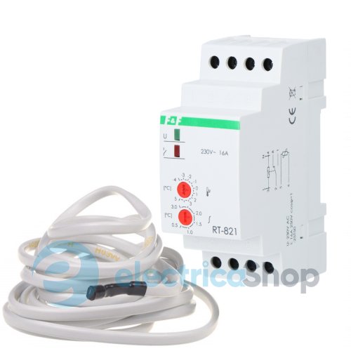 Регулятор температуры RT-821 F&F DIN 1ПК 16А 230V/AC, от -4 до +5