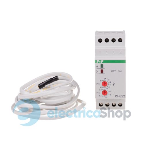 Регулятор температури RT-822 F&F DIN 1ПК 16А 230V/AC, від +30°C до +60°C