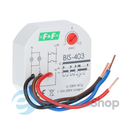 Імпульсне реле BIS-403, 1xNO 10А/230V з затримкою часу F&F