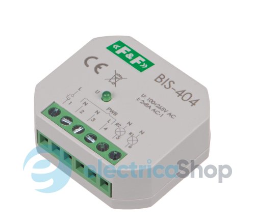 Імпульсне реле BIS-404, 2xNO/NC 5А/230V дві секції F&F