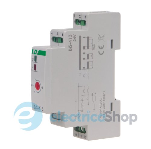 Імпульсне реле BIS-413-24V, 1xNO/NC 16А/24V AC/DC з затримкою часу F&F