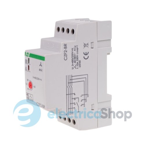 Реле пропадання фаз CZF2-BR F&F, контроль контактора F&F, 1NO 10А 3x400V/230V~+N