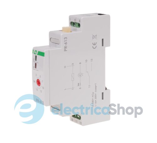 Реле тока приоритетное с проходным каналом, настройка 2-15А, 1НО, Imax=16А, 1 мод., F&F PR-613