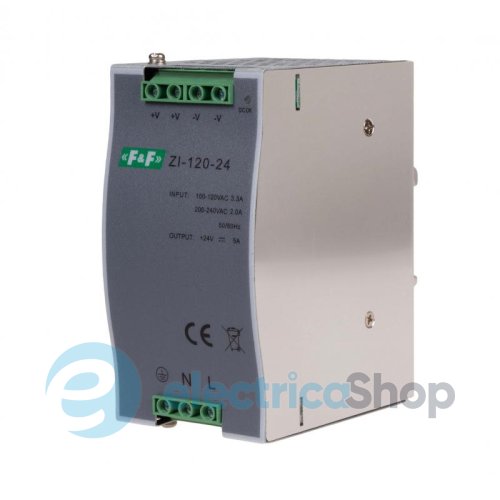 Блок питания ZI-120-24V F&F DIN 90-264VAC / 120-370VDC / 24VDC 5A (120W)