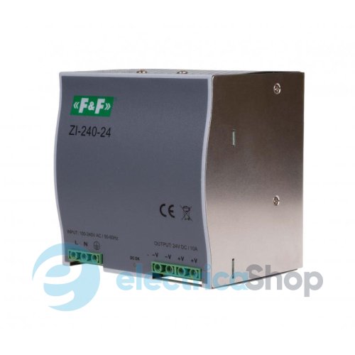 Импульсный блок питания ZI-240-24 F&F DIN 90÷264VАС 120÷370VDС / 24VDC 10A (240W)