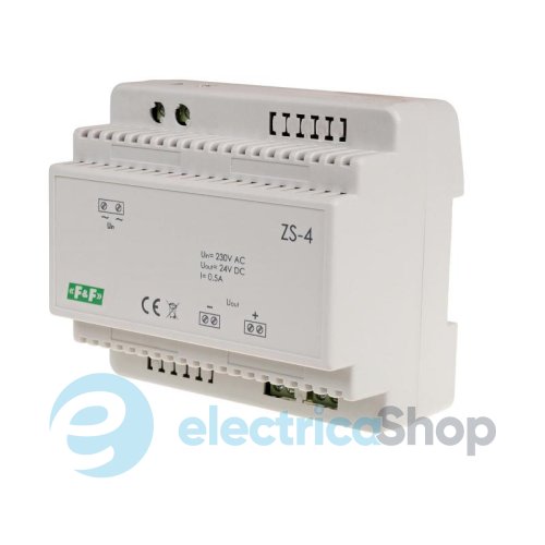 Блок питания трансформаторный ZS-4 F&F DIN 230VАС / 24VDC 0,5A (12Вт), стабилизированный