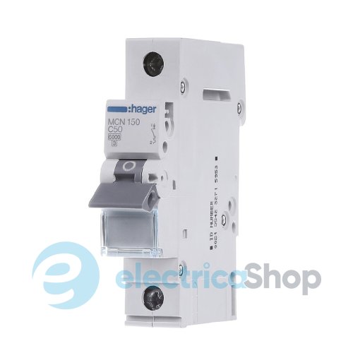 Автоматический выключатель 1-п, 50A, C, 6kA, Hager MCN150